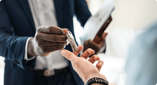 Business handshake with keys exchange